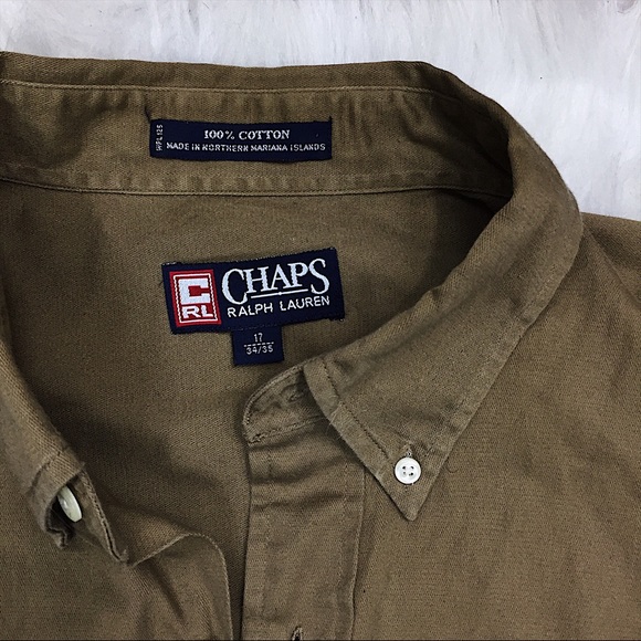 Chaps Button Down Shirt Ralph Lauren Brown XL EUC - Picture 2 of 4